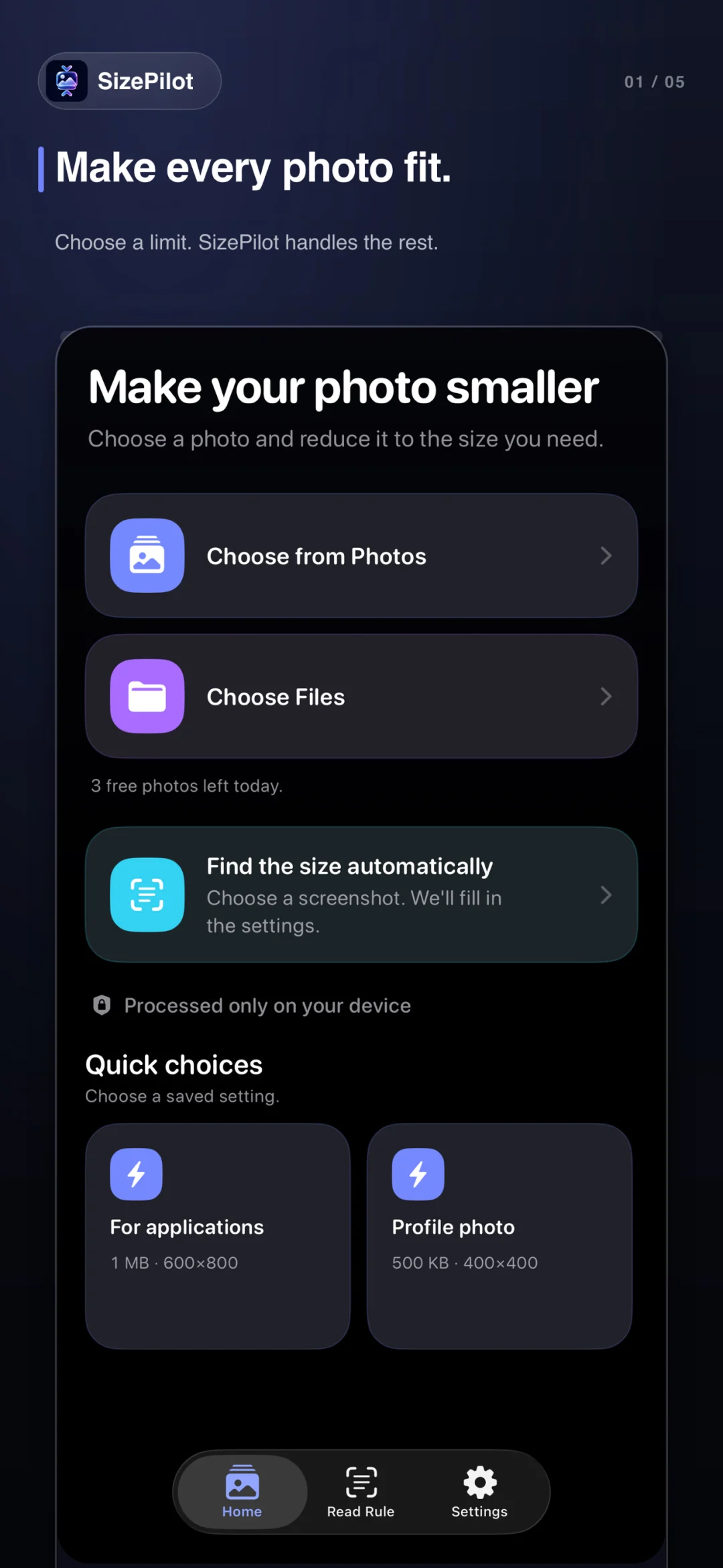 SizePilot App Store tanıtımı: fotoğrafları hedef boyuta hazırlama